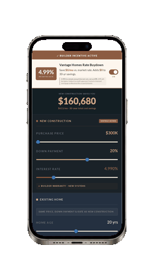 Calculator showing 30-year cost comparison